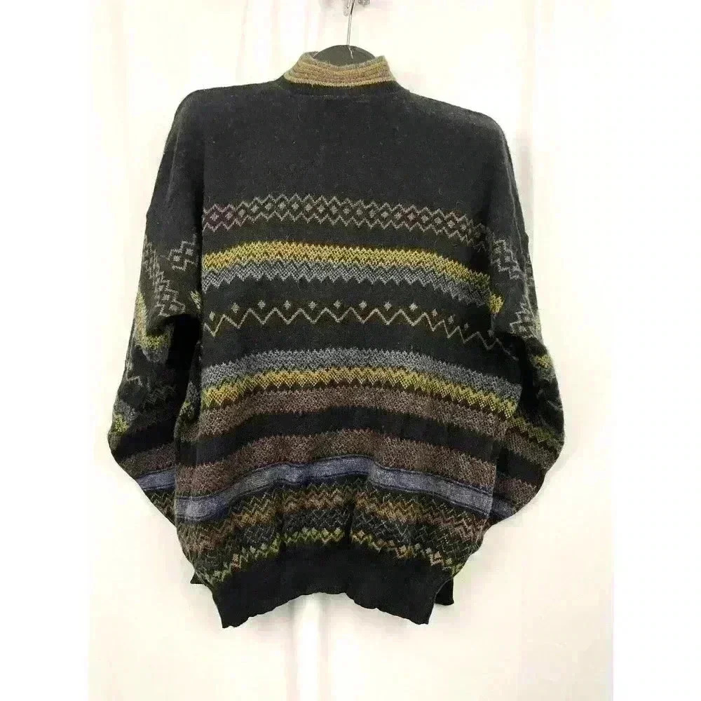 VTG Acrylic Wool Blend Men's Sweater XL Made in‎ Italy Mock Neck 90's Grandpa